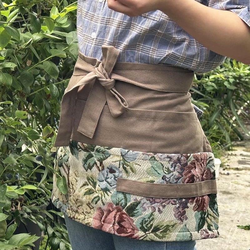 MILCIL Store Garden Apron for Woman, Serve Apron Cute, Flora Half Apron with 8 Pockets, Valentines Gift for Mom Wife Girlfriend - Image 3